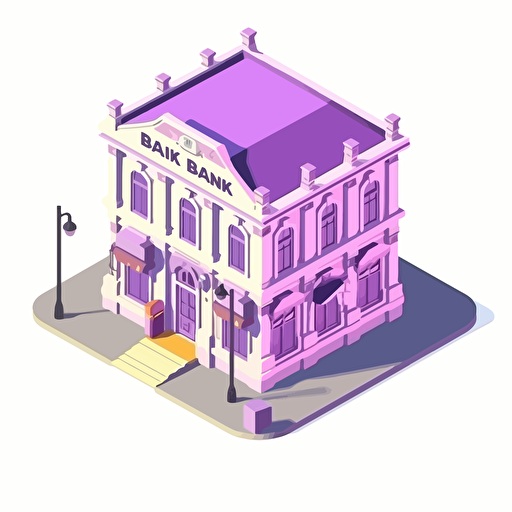 Indian Bank, vector isometric illustration style, light purple gradient, high detail. white background