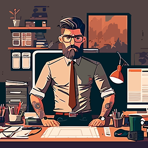 create a vector flat style for office going guy