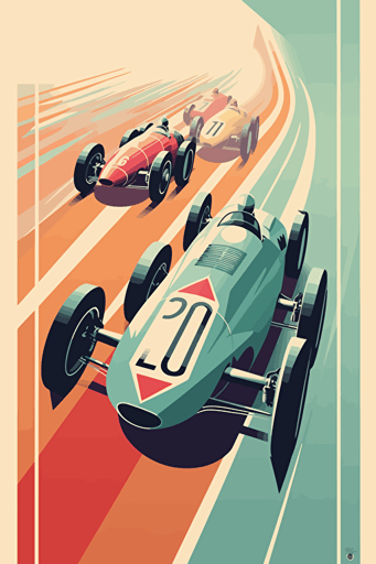poster 1940 race event light muted colours, minimalistic vector,