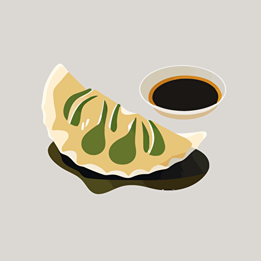 One gyoza, minimalistic design, flat, no shadow, vector art, white background