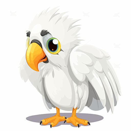 embarrassed cockatoo with no feathers, design, funny, 2d, vector, white background