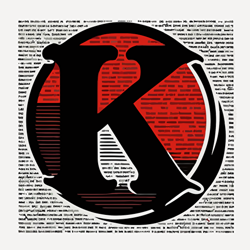 newspaper logo, black and red vector, simplistic, depicts letter K.