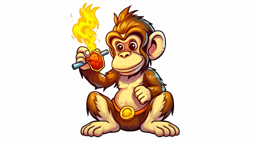 a funny funny monkey with a banana on its mouth stock vector art, in the style of precisionist, cartoon violence, handheld, animated gifs, manticore, hand-coloring, flickering light
