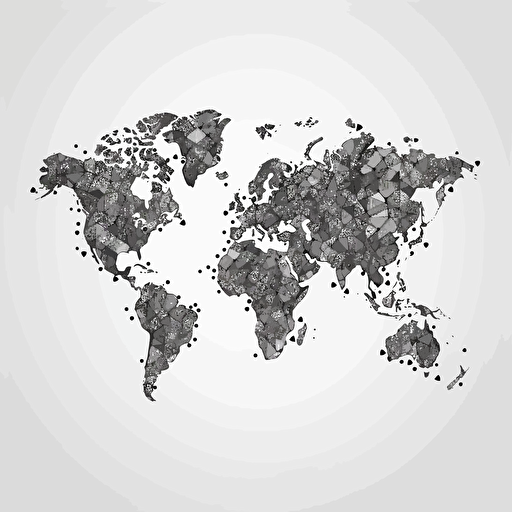 black and white vector of world map, logo design