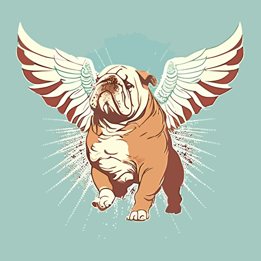 vector style flat illustration of an english bulldog with eagle wings