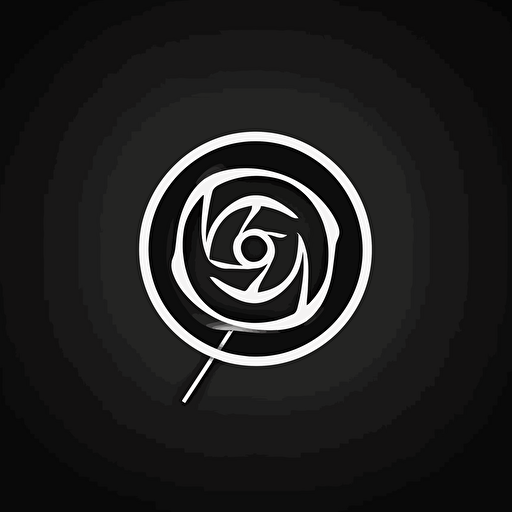 simple, sharp, modern, iconic logo of candy, white vector, on black background