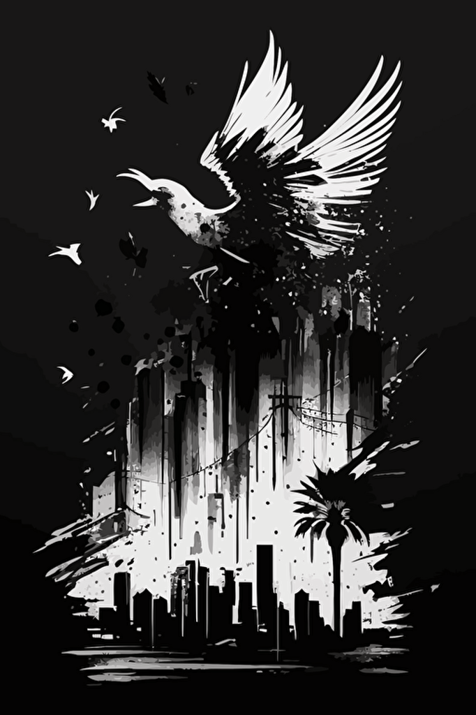 black & white skyline vector of Phoenix, abstract, minimal,