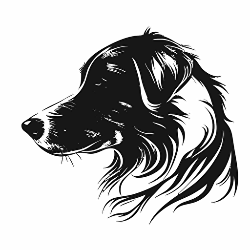 A logo of a dog in a vector style that looks simple without a background with the colors black and white