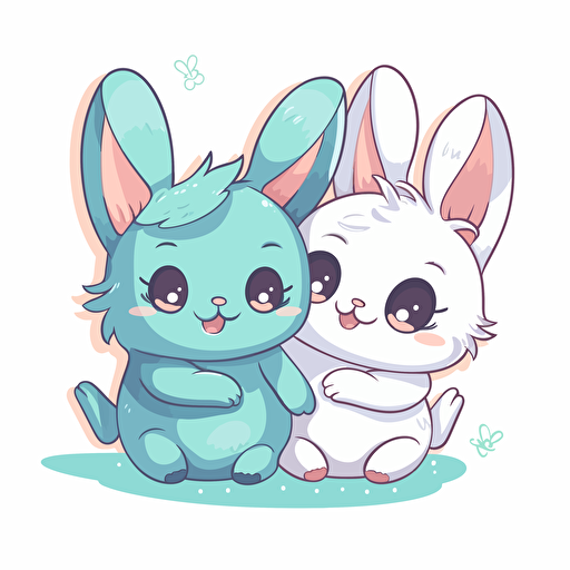 sticker flat vector art,2D bunny, baby bunny flirting,cute,colorful disney-inspired