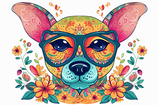 cute cartoon dachshund Llama wearing glasses::10 doodle colored pencil painting folk art::7 fantasy::2 sparklecore::3 vibrant vector illustration clip art white background::5