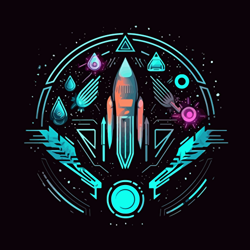Space program insignia, vector illustration, futuristic logo