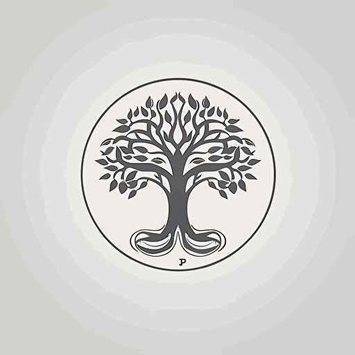 Iggdrasil high-detail digital stylized vector logo for university, streamlined design, monochromatic, minimalist