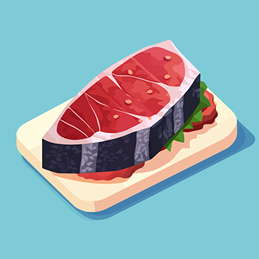 a tuna nigiri isometric vector illustration