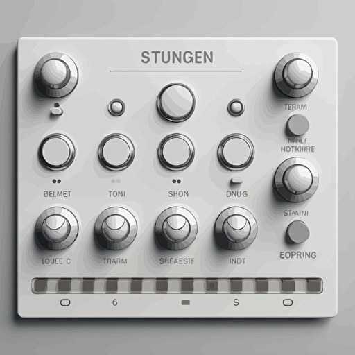 simple vector svg gui with knobs sliders and buttons, white background