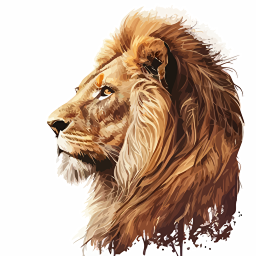 a lion facing left, vector image, white background