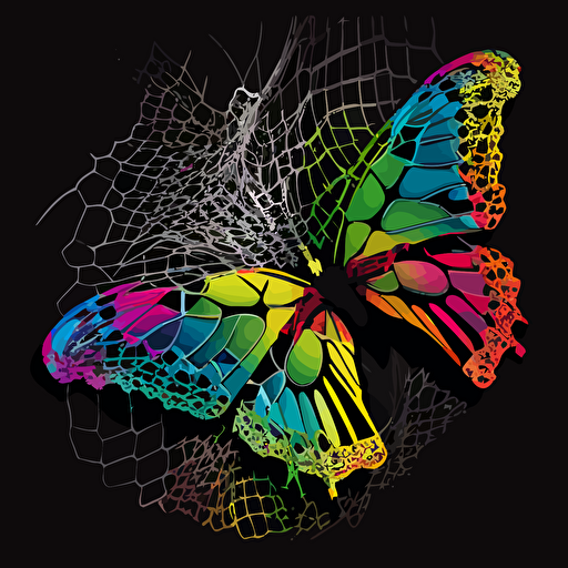 butterfly net vectorial style, limited 3 color