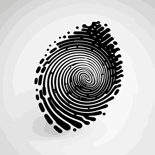 a futuristic geometric iconic logo of a high tech fingerprint, black vector on white background.