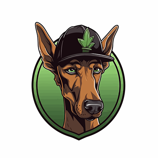 logo simple, vector art, Doberman. RAPPER'WEED is the brand name.
