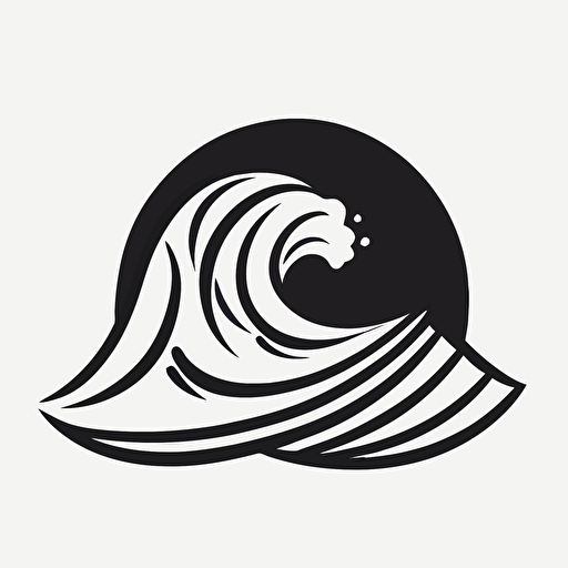 a wave, logo style, vector, black and white, flat