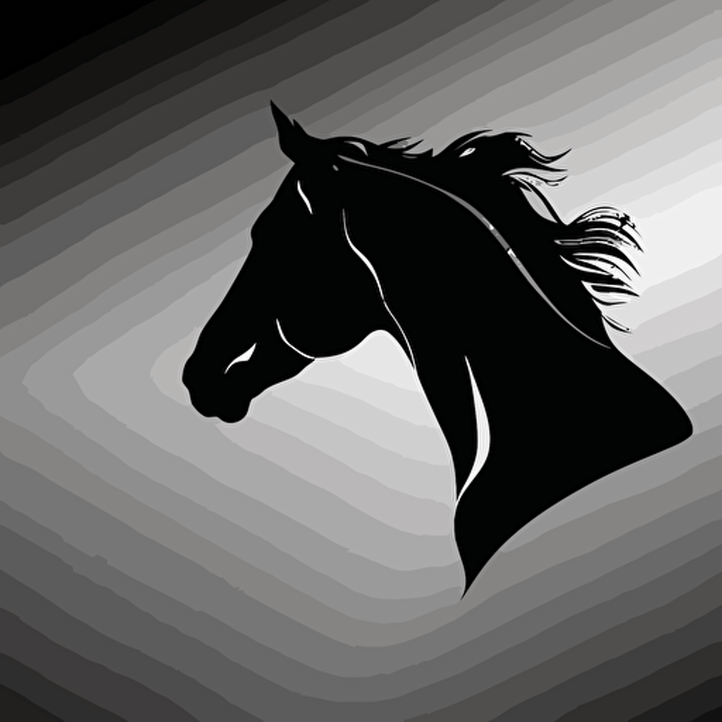 simple horse head outline silhouette all black and white backround vector v