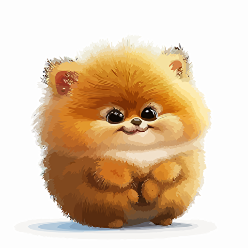 A baby fur colorfull animal, smiling, orange eyes, white background, vector art , pixar style