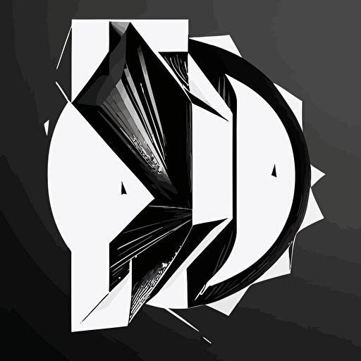 letter D, logo, vector, 2d, black and white, flat