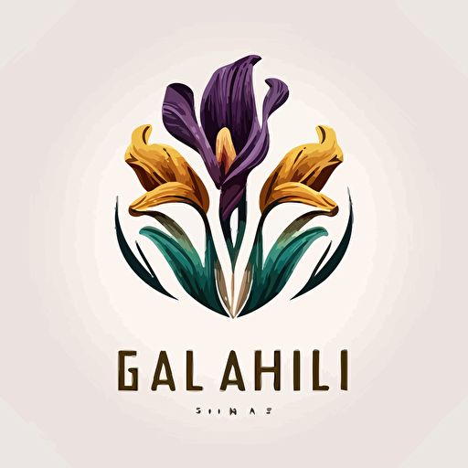 colorful minimalist logo for garden ,many iris petals,abstract ,vectors style