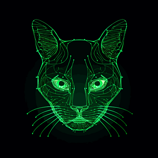 electrocat, green neon, vector art, white background