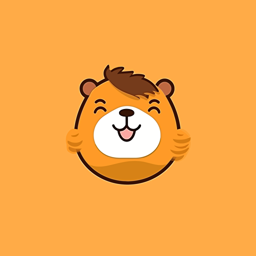 simple logo design of cute happy capibara, flat 2d, vector, company logo, macdonalds sing style