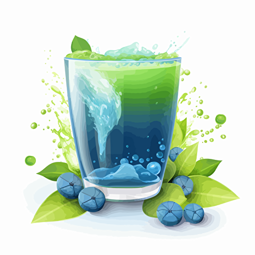 blue matcha tea, vector art, white background