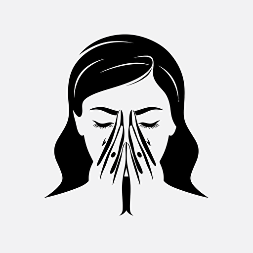 vector logo, hush sign, female hands,