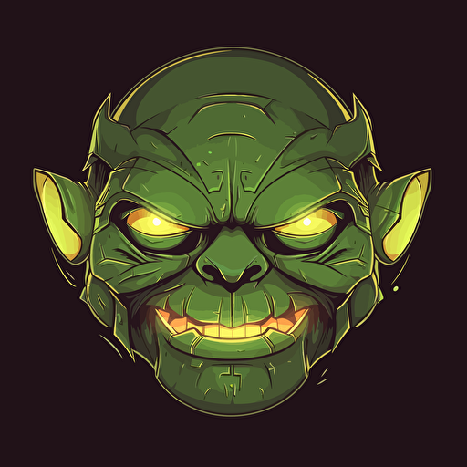 an green orc, cute , digital 2D, rim lights, simple shape, front view, vector