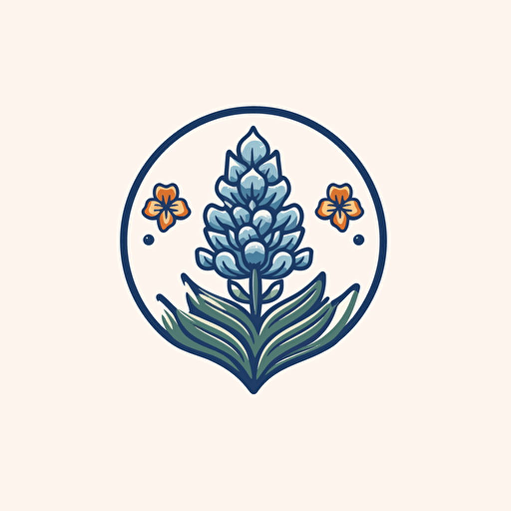 simple logo with a bluebonnet, vector style, 2 color
