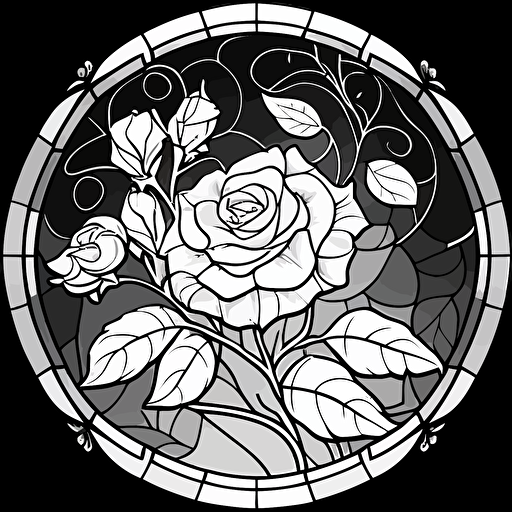 stained glass vector png flower and roses for coloring