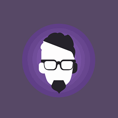 geek head, logo, vector, minimal, material design, flat design, programmer, technology, YouTube channel, white color, dark purple color, black color, clean gray background