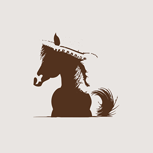 cute pony wearing a cowboy hat, silhouette, white background, minimalistic vector grafisch