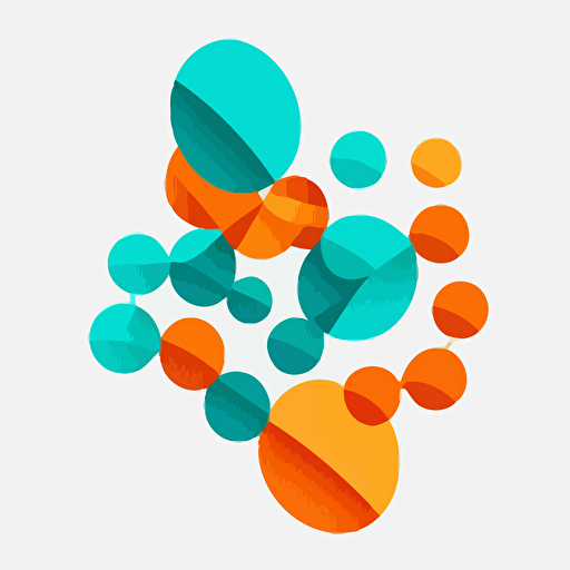 helical molecule, vector image icon, orange and turquoise spiral, white background, minimalism, flat lighting