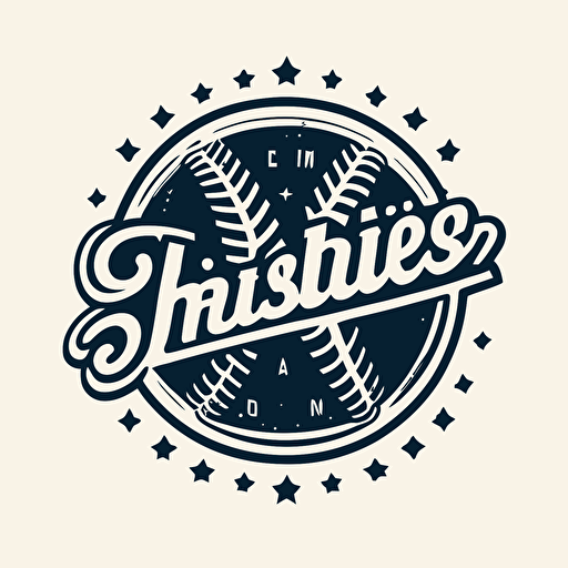 simplistic baseball logo, white background, vector