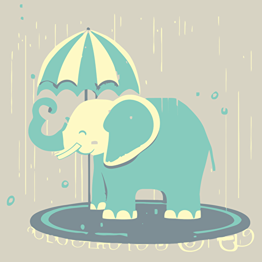 elephant in zoo, majestic, children's book disney style, flat colors, 2d, vector, white background