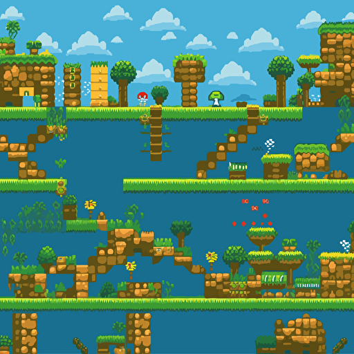 sonic the hedgehog game level 8bit vector seamless background