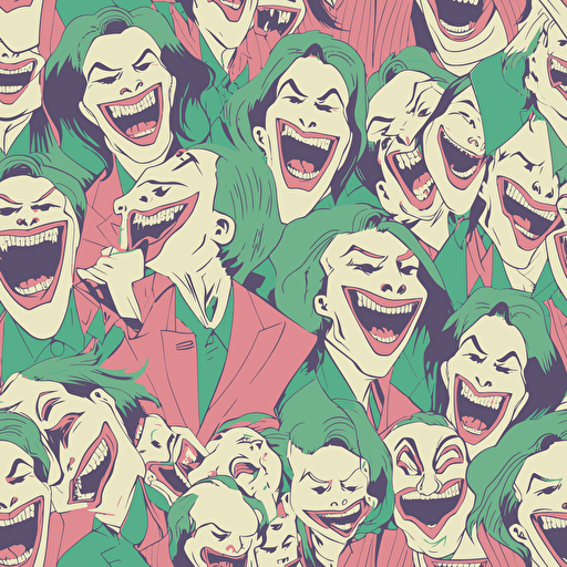the joker laughing; vector seamless background, green and pink