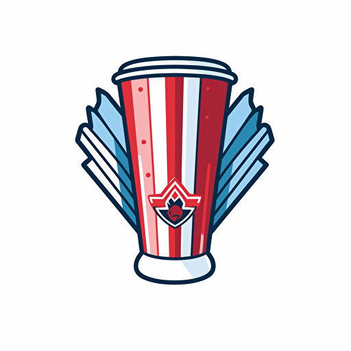beerpong logo club, glass of beer in background, red and blue stripes, Lindon Leader, white background, vector, vector art, minimalist