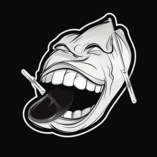 sticker, piece of gum, funny, contour, vector, black background