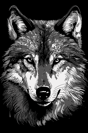wolf vector black and white on white background