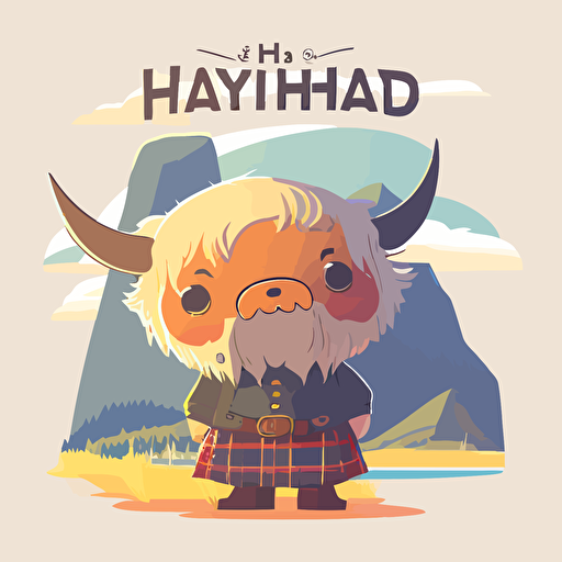the scottish highland in the style of Hayao Miyazaki svg vector illustartion anime style