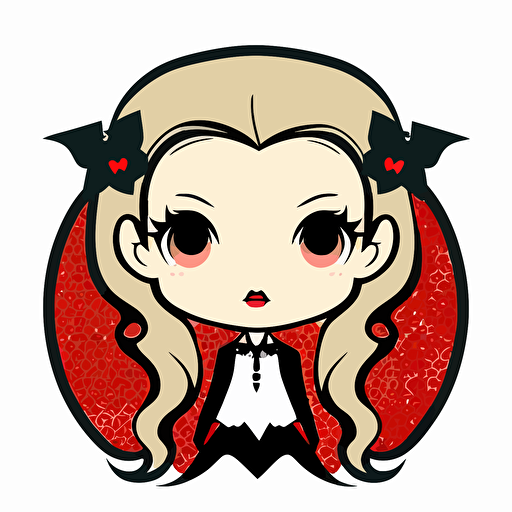cute girl vampire, kawaii, white background, vector art