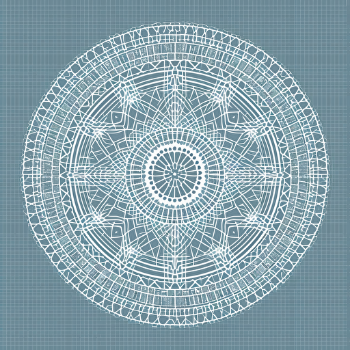 a simple minimal line pixel art circle mandala, vector, line, one color