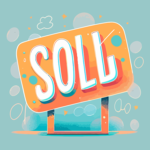 vector image, sign that says SOLD, soft illustration