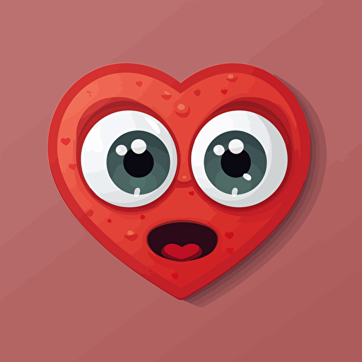 sticker design, super cute pixar heart with eyes, vector