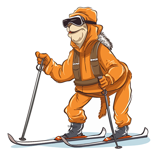 camel wearing ski clothes skiing like a human in aspen and having fun doing tricks vector clipart